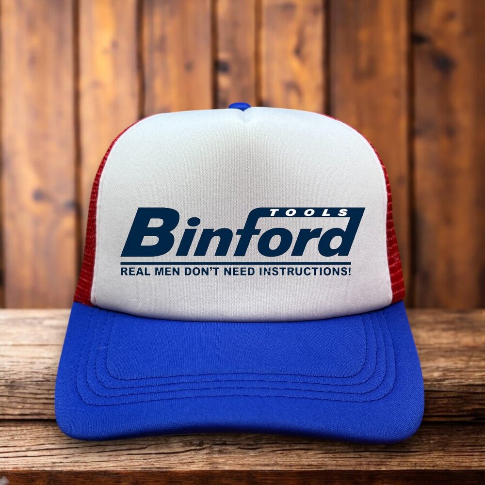 Binford Tools Mens Trucker Hat Blue Snapback Home Improvement 90s Baseball Cap